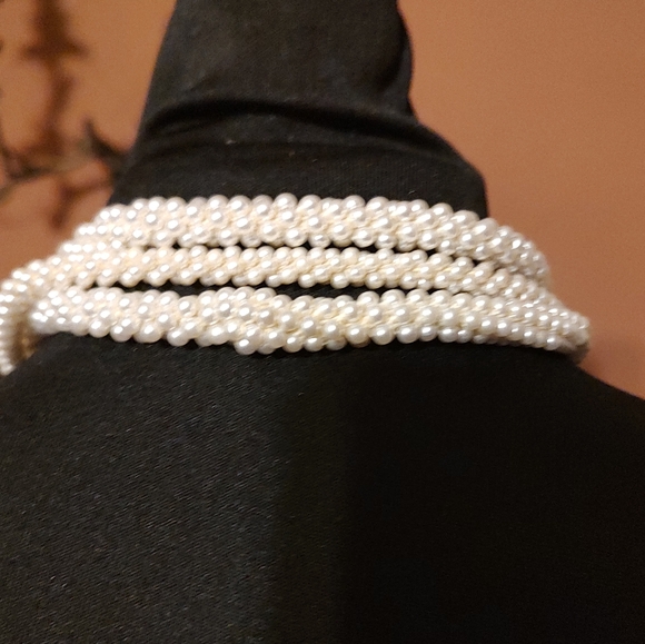 ▫️🎀▫️Elegant Vtg 80's Lusterous Art Deco Style Multi-Strand Seed Pearl Necklace - Picture 7 of 16